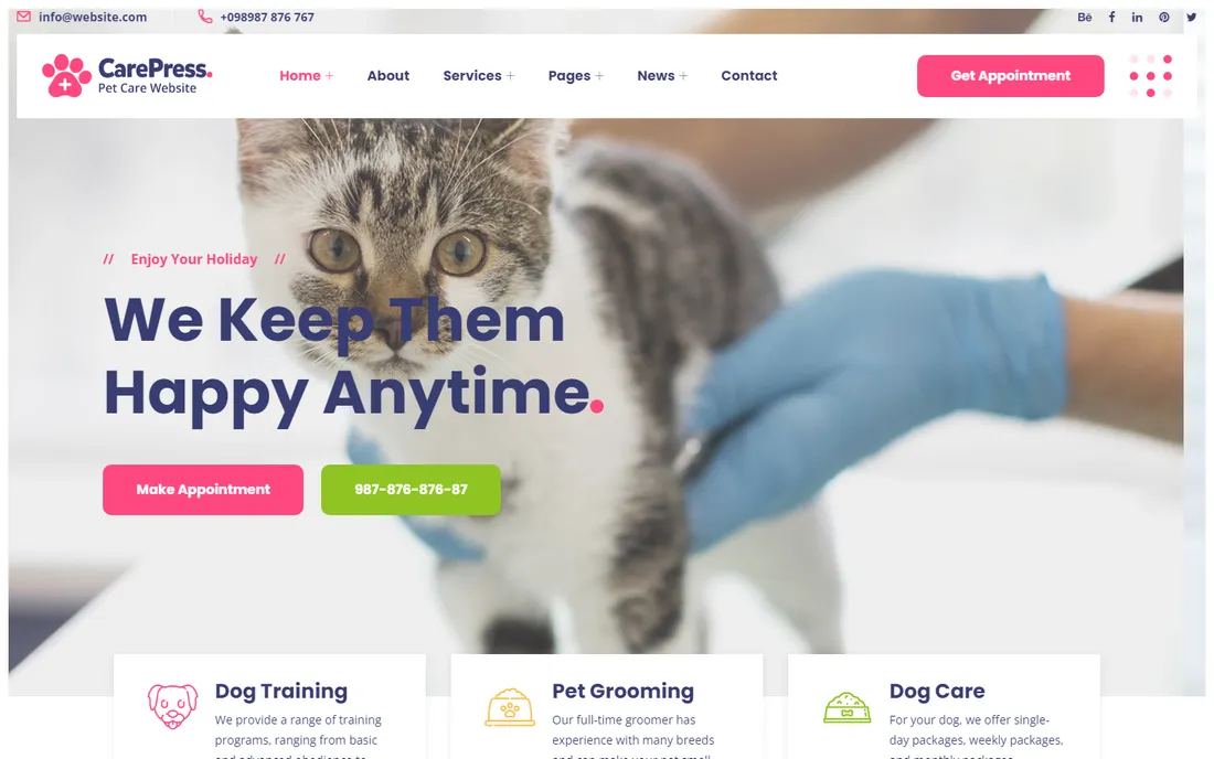 Pet care website design