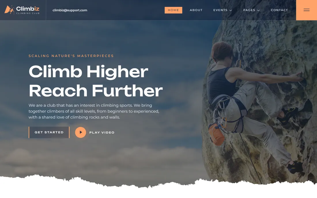 Sports club website design